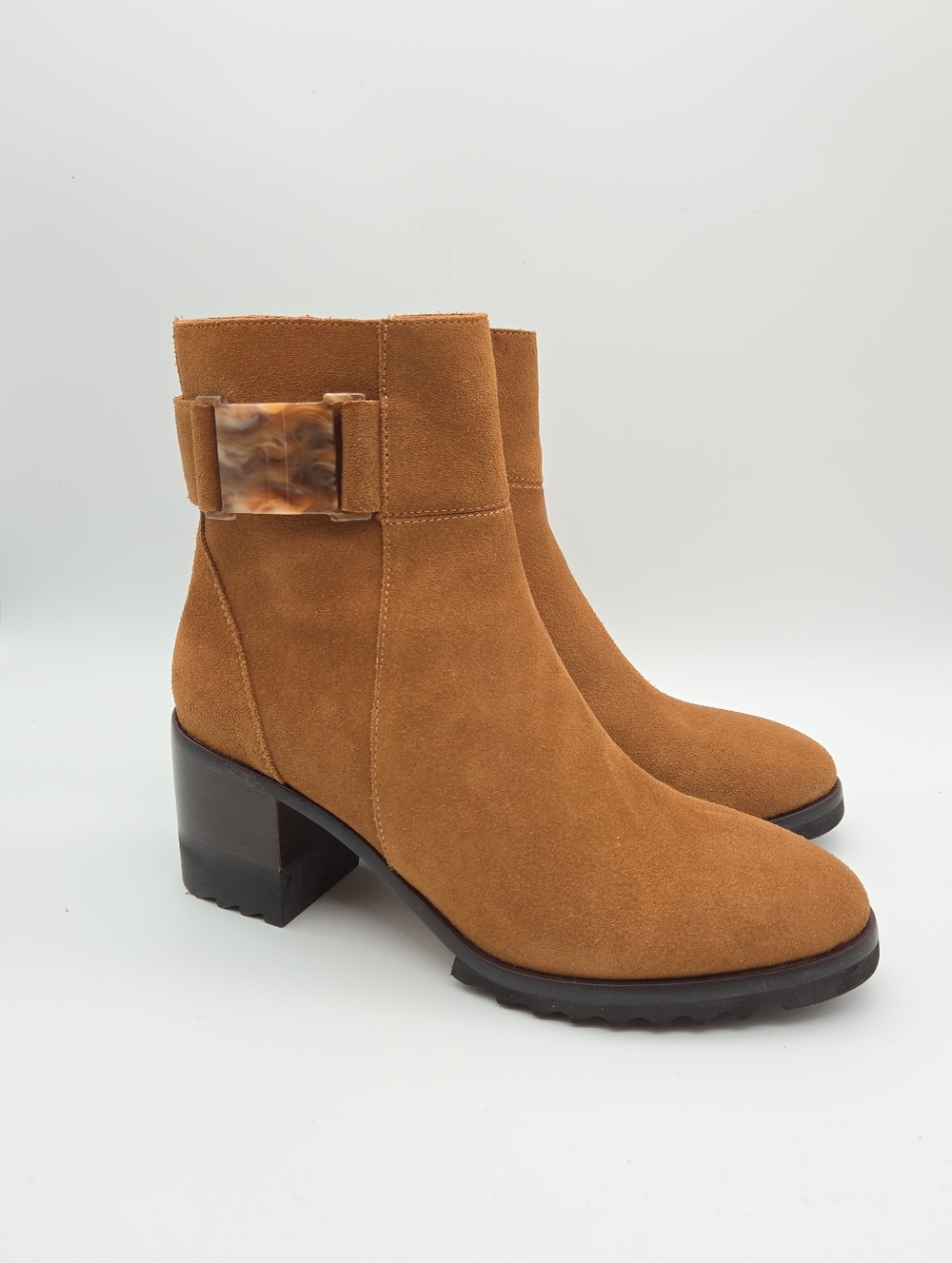 Vaneli Helli Water Resistant Camel‎ Suede Block Heel Boots